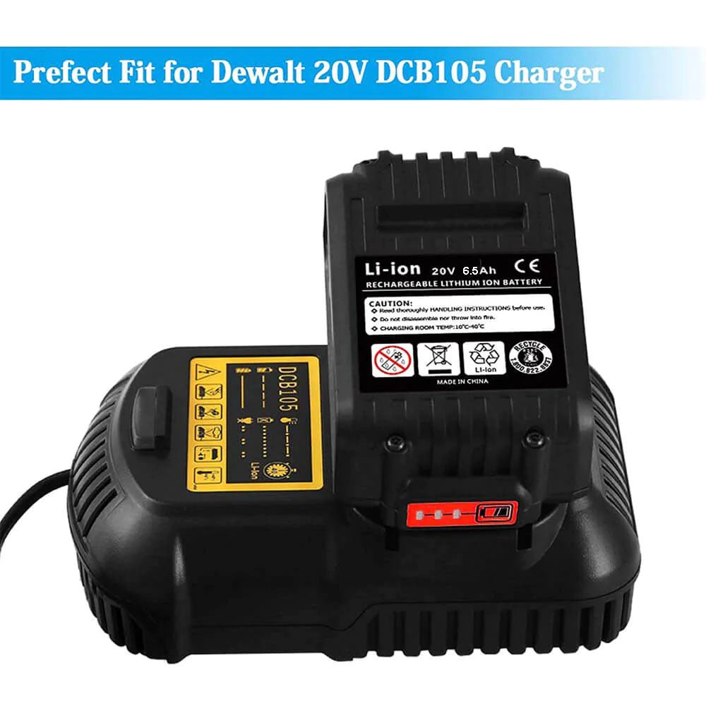 4 Stück Dewalt Tools Ersatzakku DCB184-XJ 18V/6.5Ah (Li-Ion) mit LED, kompatibel mit Dewalt Akku-Werkzeugen - Dasbatteries