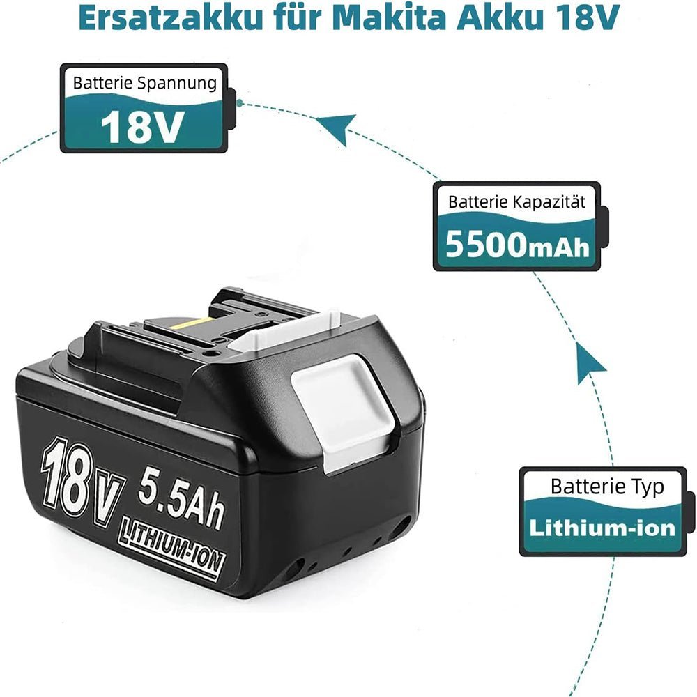 Abverkauf | VANTTECH BL1850 18V 5.5Ah Ersatzakku für Makita 6-Stück/Kompatibel mit Makita 18V BL1830B BL1860B BL1820 LXT-400 - Dasbatteries