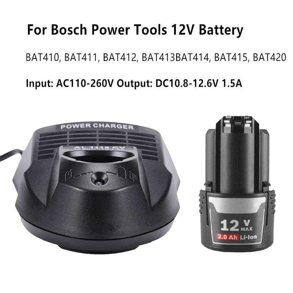 Chargeur AL1115CV BAT411 BAT412A pour Bosch BC330 10,8 V-12 V Lithium-ION  GWB 10.8-LI, GWI 10.8 V-Li, GWI10.8V-LI2 607 336 996 Chargeur Laipuduo  (Kind