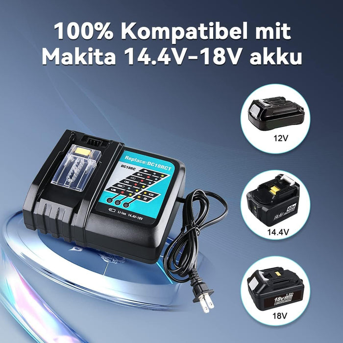 BL1850B 5.5Ah & 4-Port 18V Lithium-Ionen-Ladegerät DC18SF für Makita 14,4V-18V Lithiumbatterie BL1890B BL1860 BL1850B BL1430 - Dasbatteries