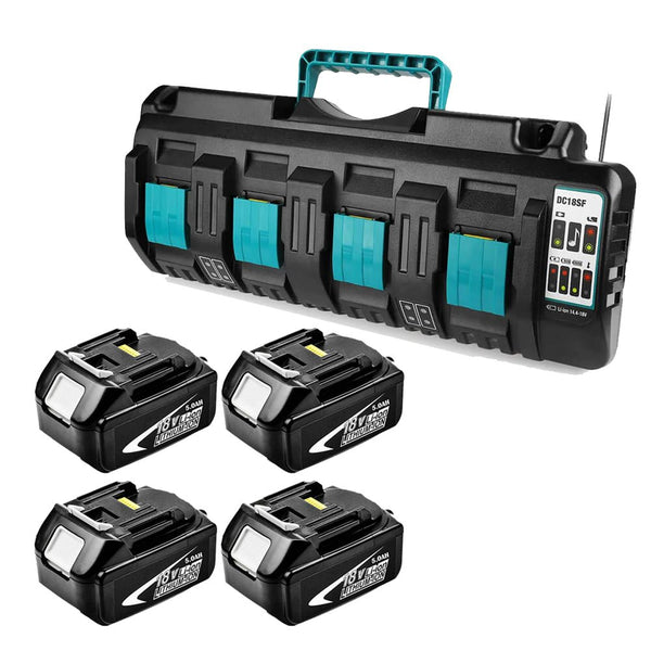 Chargeur Lithium-ion à 4 ports 18V DC18SF pour Makita 14.4V-18V Batterie au  lithium BL1890B BL1860 BL1850B BL1430 – Dasbatteries