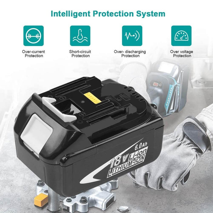 BL1860 6Ah & Dual Port Ladegerät Starter Pack/Ersatz ladegerät für Makita 18V Batterieladegerät DC18RD Makita 18V LXT Lithium-Ionen-Akku - Dasbatteries