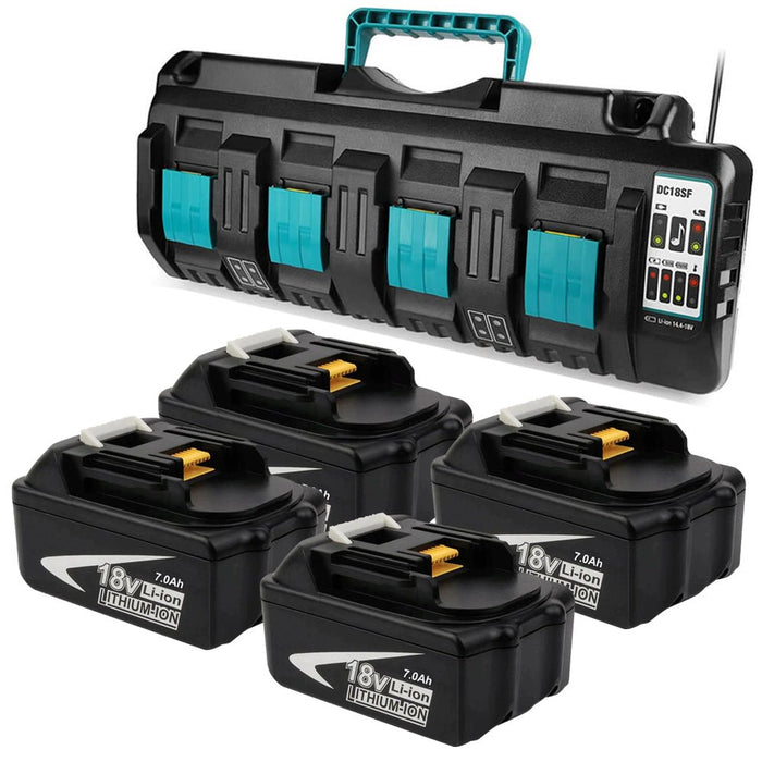 BL1860 7Ah für Makita & 4-Port 18V Lithium-Ionen-Ladegerät DC18SF 14,4V-18V Lithiumbatterie BL1890B BL1860 BL1850B BL1430 - Dasbatteries