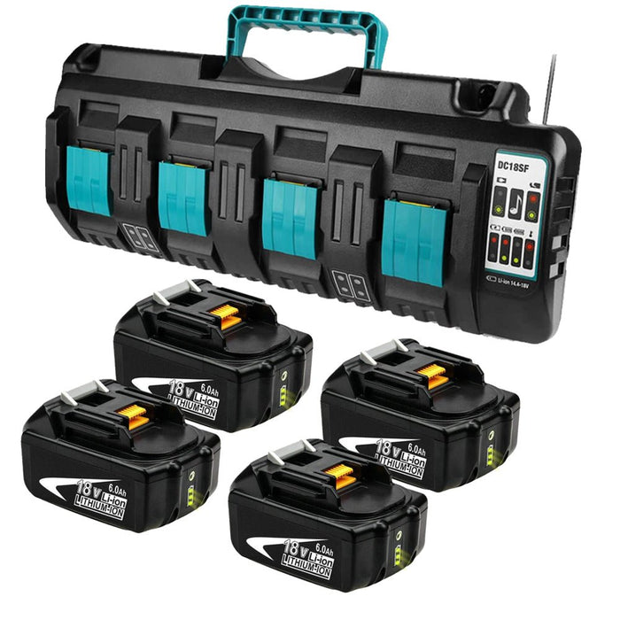 BL1860B 6Ah & 4-Port 18V Lithium-Ionen-Ladegerät für Makita DC18SF 14,4V-18V Lithiumbatterie BL1890B BL1860 BL1850B BL1430 - Dasbatteries