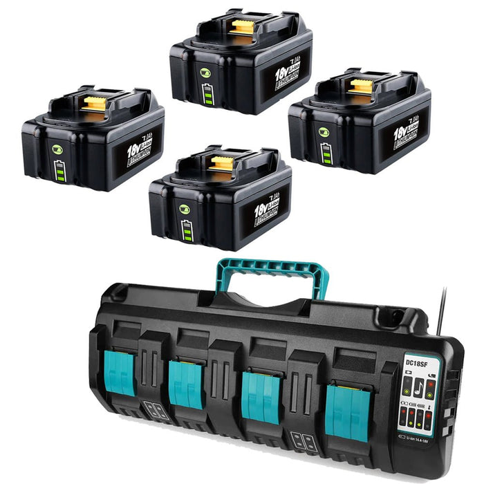 BL1860B 7Ah & 4-Port 18V Lithium-Ionen-Ladegerät für Makita DC18SF 14,4V-18V Lithiumbatterie BL1890B BL1860 BL1850B BL1430 - Dasbatteries