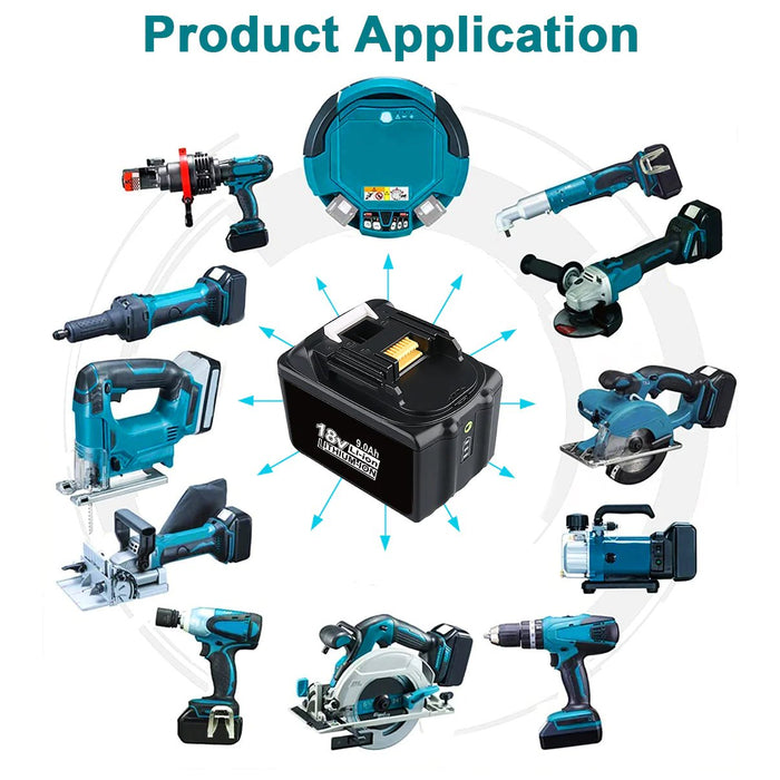 BL1890B 18V 9Ah Ersatzakku für Makita with LED 2-Stück/Kompatibel mit Makita 18V BL1830B BL1860B BL1820 LXT-400 - Dasbatteries