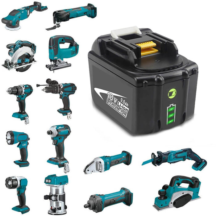 BL1890B 18V 9Ah Ersatzakku für Makita with LED 6-Stück/Kompatibel mit Makita 18V BL1830B BL1860B BL1820 LXT-400 - Dasbatteries