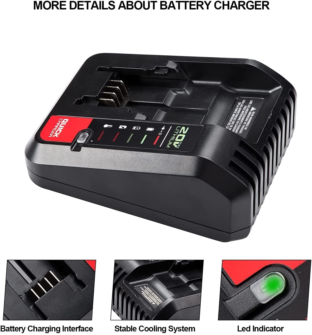 BLACK+DECKER 20V MAX Lithium Battery Charger with 4-Ah Lithium Ion Battery  Pack (BDCAC202B & LB2X4020)