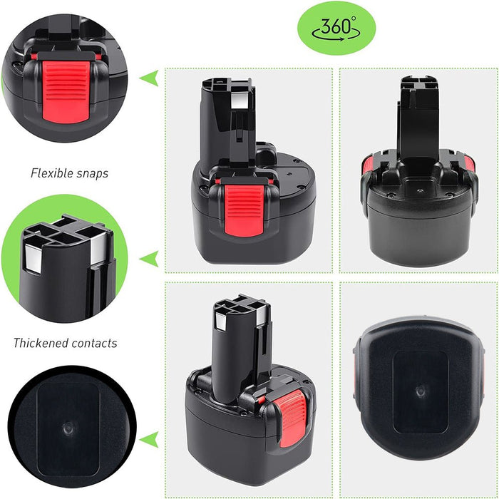 für Bosch BAT048 BAT100 BAT119 9.6V 4.8Ah Ni-Mh Ersatzakku 2 STÜCK - Dasbatteries