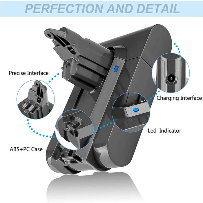 für Dyson 21.6V 6.4Ah V6 Li-Ion Akku Kompatibel mit Dyson SV04 DC59 DC62 DC74 - Dasbatteries