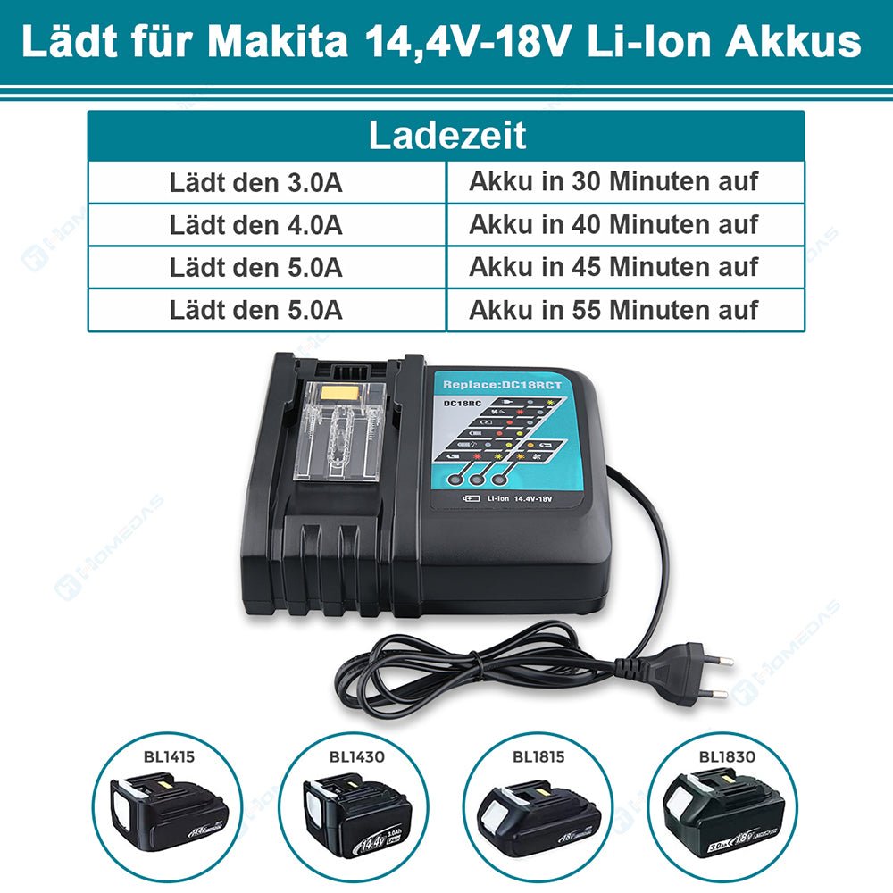für Makita 3.0Ah Ladegerät 14.4V-18V DC18RC /DC18RA/DC18RD Li-ion akku Ladegeräte - Dasbatteries