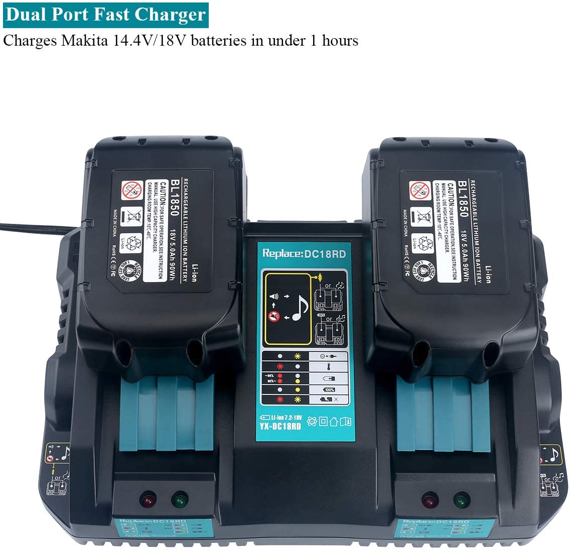 BL1850B 5AH & Dual Port Laderät Starter Pack/Reemplazo Carter para Makita  Batería Cargador DC18RD Makita 18V Batería de iones de litio LXT