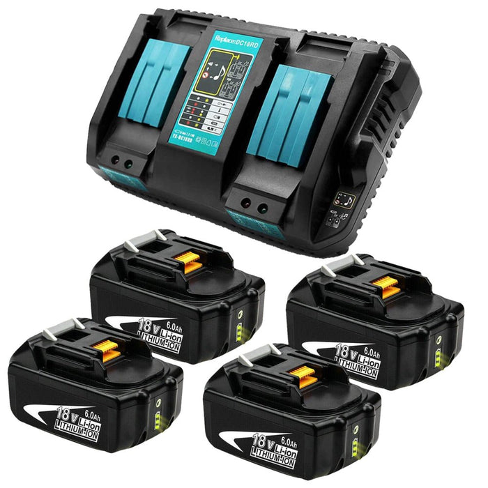 für Makita BL1860B 6Ah & Dual Port Ladegerät Starter Pack/Ersatz ladegerät 18V Batterieladegerät DC18RD Makita 18V LXT Lithium-Ionen-Akku - Dasbatteries